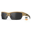 Очки защитные Wiley X WX Valor (Frame: Matte Tan, Lens: Clear + Grey + Rust)