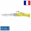 Нож Opinel Tradition Color №07 клинок 8см, нерж.сталь, граб, жёлто-зелёный, темляк